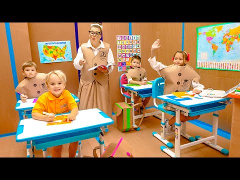 Avventura a scuola di cartone per bambini!