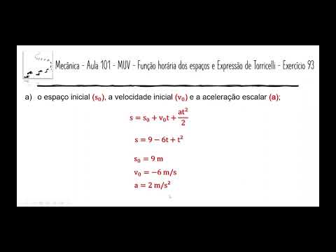 Física – Mecânica – Aula 101 – MUV – Função horária dos espaços e Expressão de Torricelli – Exer. 93