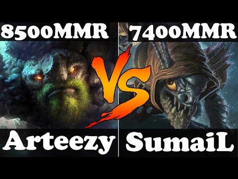 Dota 2 - Arteezy 8400MMR Plays Tiny VS SumaiL 7400MMR Plays Slark - Ranked Gameplay