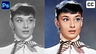 Photo Restoration in Photoshop(Beta) 23.5.0 Neural Filters, Audrey Hepburn & Marilyn Monroe colorize