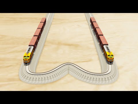 Impossible W Shape Rail Tracks Vs Trains - BeamNG.Drive