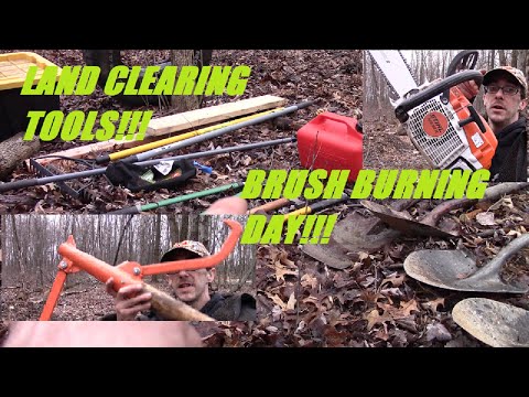Clearing Land by Hand! Basic Clearing Tools for Building in the Forest and a Big Brush Fire Day!