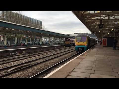 EWS 66 7 loco convoy departing Newport with a 4 tone