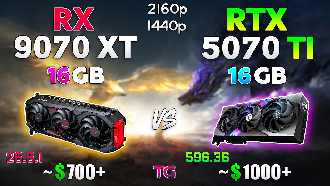 RX 9070 XT vs RTX 5070 Ti - Big Comparison with New Drivers | 1440p & 4K