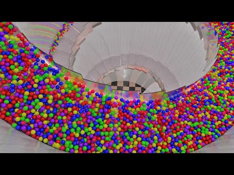 25,000 Balls on stair - Blender Cycle - Rigid body simulation
