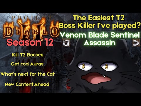 Project Diablo 2 S12 - Venom Blade Sentinel Assassin - Easiest T2 Boss Build I've Played!