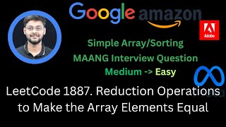 YouTube video 'Solving LeetCode 1887  Reduction Operations to Make the Array Elements Equal | Array | Intuitive'