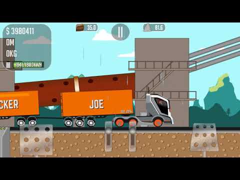 Trucker Joe is transporting land and concrete in a truck for children