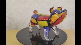 Murano styl skleněná figurka psa – vtipná italská skleněná soška, originální dekorace do bytu