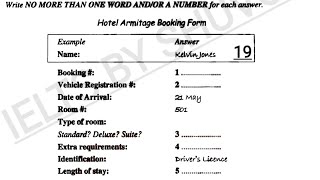 Hotel Armitage Booking form listening practice test with answers | IELTS Final E