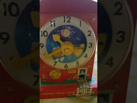 Ancienne Boîte à Musique Fisher Price Teaching Clock 998 - Fonctionne, Jouet Vintage Occasion