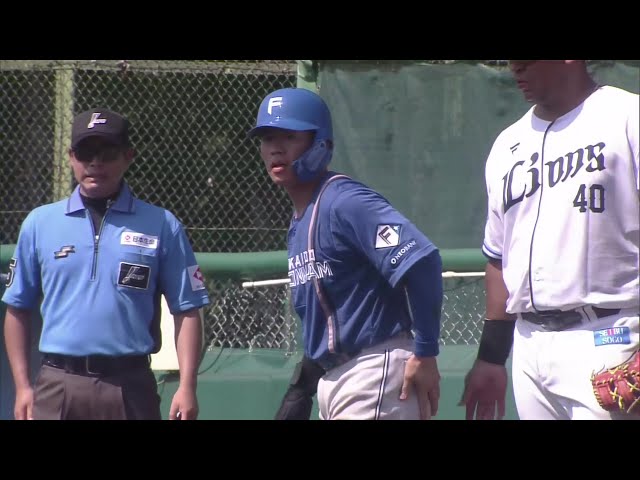 【ファーム】反撃開始!! ファイターズ・梅林優貴 ライトへタイムリーヒットを放ちアピール!! 2025年7月5日 埼玉西武ライオンズ 対 北海道日本ハムファイターズ