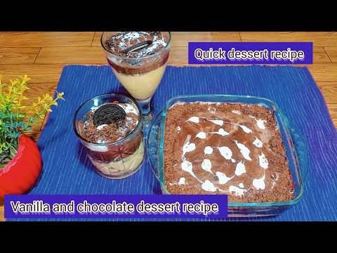 chocolate and vanilla custard dessert recipe | quick dessert recipe