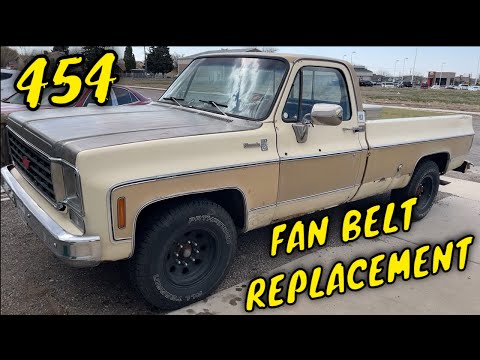 Replace the Fan Belts on a 1976 Chevy C20 Square Body Truck with a 454 Engine.