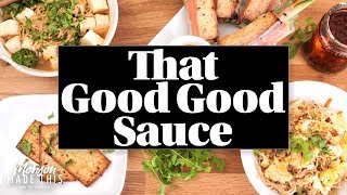 The Best Vegan Ramen, Spring Rolls, Baked Tofu, and Noodle Salad featuring That Good Good Sauce