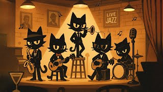 🎷LIVE Jazz Night with the Black Cats – Smooth Sax & Guitar Grooves for Focus & Chill🐾