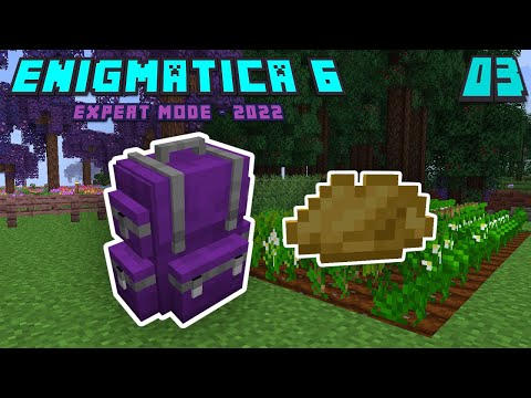 Lets Play Enigmatica 6 Expert EP 3 - Getting our Purple Backpack! Sushi Go Crafting Crops!