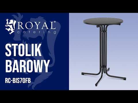 Video - Stolik barowy - czarny - składany - Ø70 cm - 110 cm