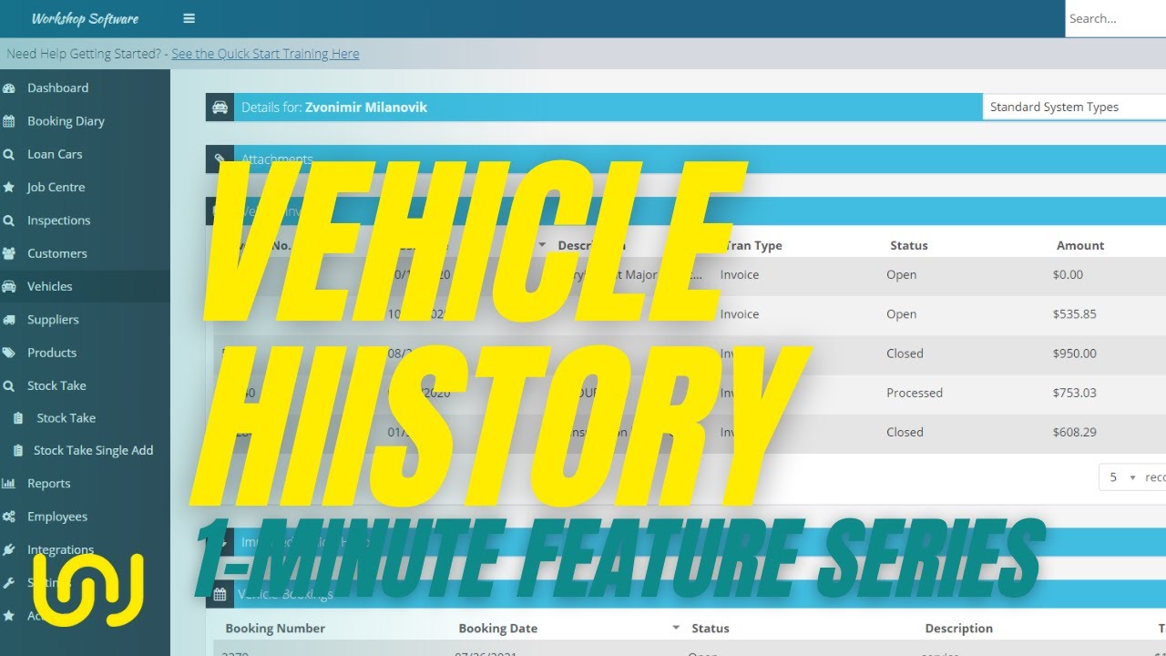 Vehicle History - Workshop Software 1 minute Feature Series