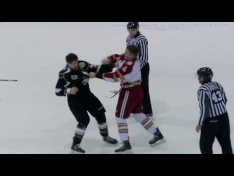 HOCKEY FIGHT - Carl Gervais (Charlottetown Islanders) vs Jerome Gravel (Acadie-Bathurst Titan)