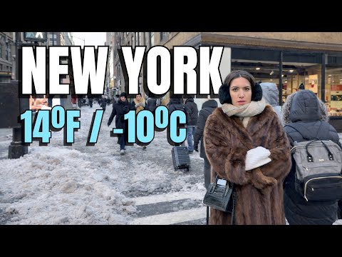 NEW YORK CITY Walking Tour [4K] - 🥶 Freezing Cold 🥶 Walk In Midtown [ 14°F / -10°C ]