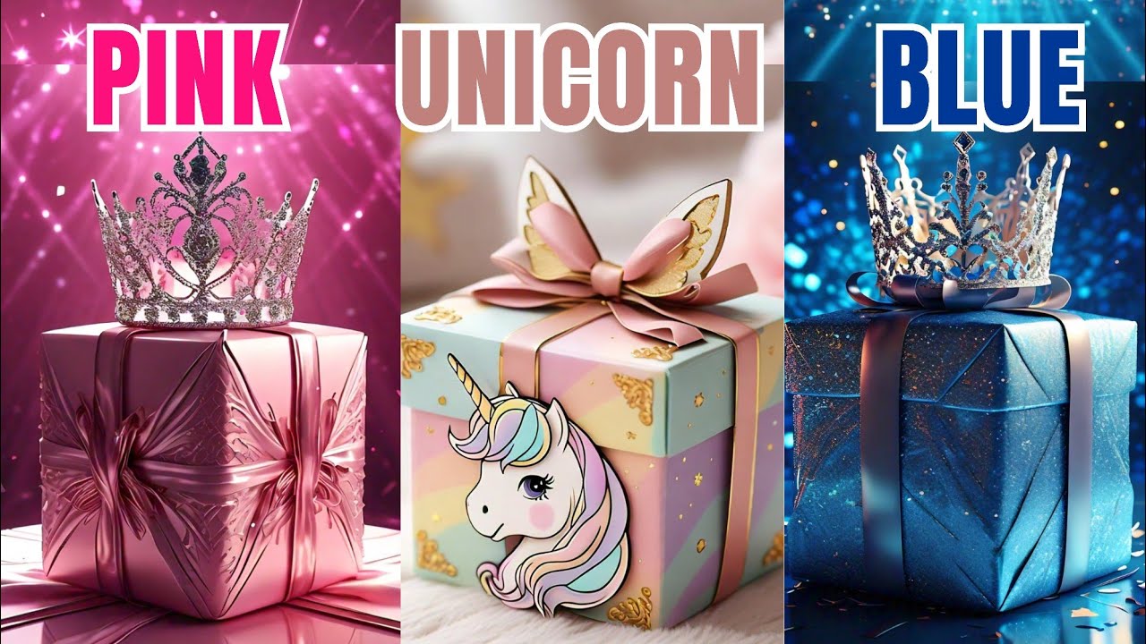 Choose Your Gift - Pink Unicorn Or Blue 💓🦄💙| 3 Gift Box Challenge🎁 | 2 Good vs 1 bad @choose_pop