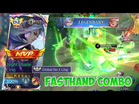 LING FASTHAND PERFECT COMBO! GLOBAL LING DESTROY ENEMIES AND CARRY TEAM IN SOLO RANK MOBILE LEGENDS
