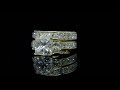 Natural Emerald 3-Stone Channel Pave Set Diamond Engagement Ring