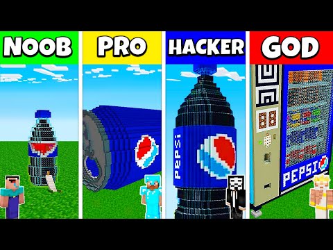 Insane Pepsi Cola Soda House Challenge - Noob vs Pro vs Hacker vs God - Minecraft Battle!