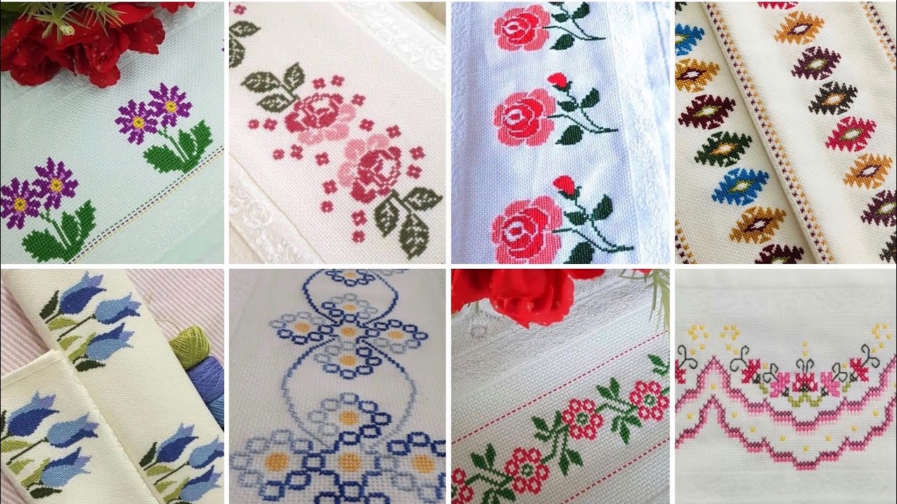 Gorgeous cross-stitch patterns for towels | Ponto Cruz |