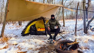 Solo Winter Camping In The SNOW ! - Tent And Tarp