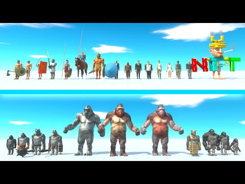 ALL HUMANS Team vs MUTANT PRIMATES Team - Animal Revolt Battle Simulator ARBS