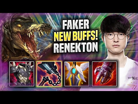FAKER TRIES RENEKTON WITH NEW BUFFS! - T1 Faker Plays Renekton MID vs Akali!