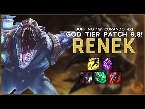GOD TIER PATCH 9.8! *BUFF NO "Q" CURANDO 4X!* - RENEKTON TOP GAMEPLAY [PT-BR]