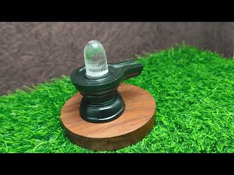 Natural Original Sphatik, Crystal Shivling with Black Stone Yonibase video