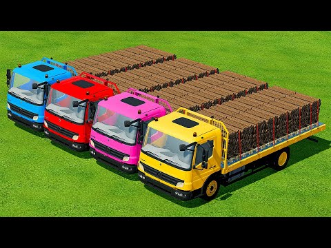 TRANSPORT WOOD PALLETS WITH COLORED MERCEDES BENZ TRUCK - Farming Simulator 22