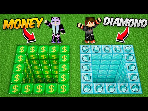 MONEY vs DIAMOND Secret Pit Challenge in Minecraft