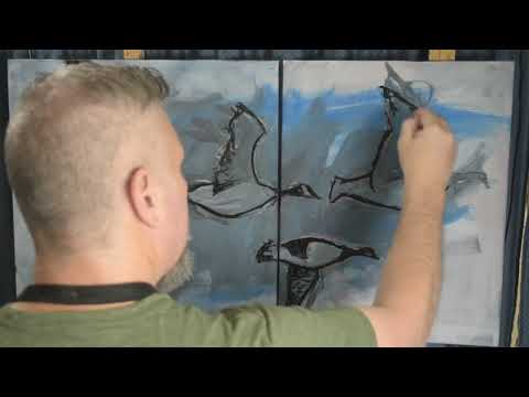 Migrating Geese | acrylic painting process #FavoriteBirdArtChallenge