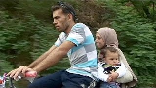 Migrants cross FYROM by bike on way to EU - no comment