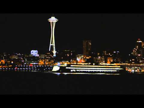 Seattle/Bainbridge Island Ferry Needle night view from Alki Ave SW
