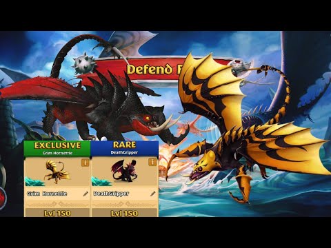 Defend Berk Fleets 102-105 With DeathGripper & Grim Hornettle Max Level | Dragons: Rise of Berk