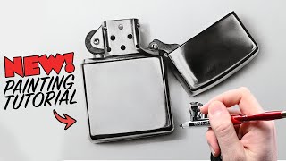 PAINT a realistic ZIPPO Still Life! | Airbrush Painting Tutorial (part 1 of 2)