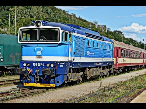 Vlaky Mladá Boleslav hl.n. 15.8. 2016 + Lokomotivy 754 008 a 754 007.  [Full HD]