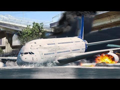 Emergency Landing ON THE RIVER IN THE CITY - Engine Exploded! Airplane Crashes! Besiege plane crash