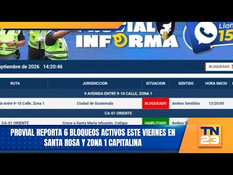 Provial reporta 6 bloqueos activos este viernes en Santa Rosa y zona 1 capitalina