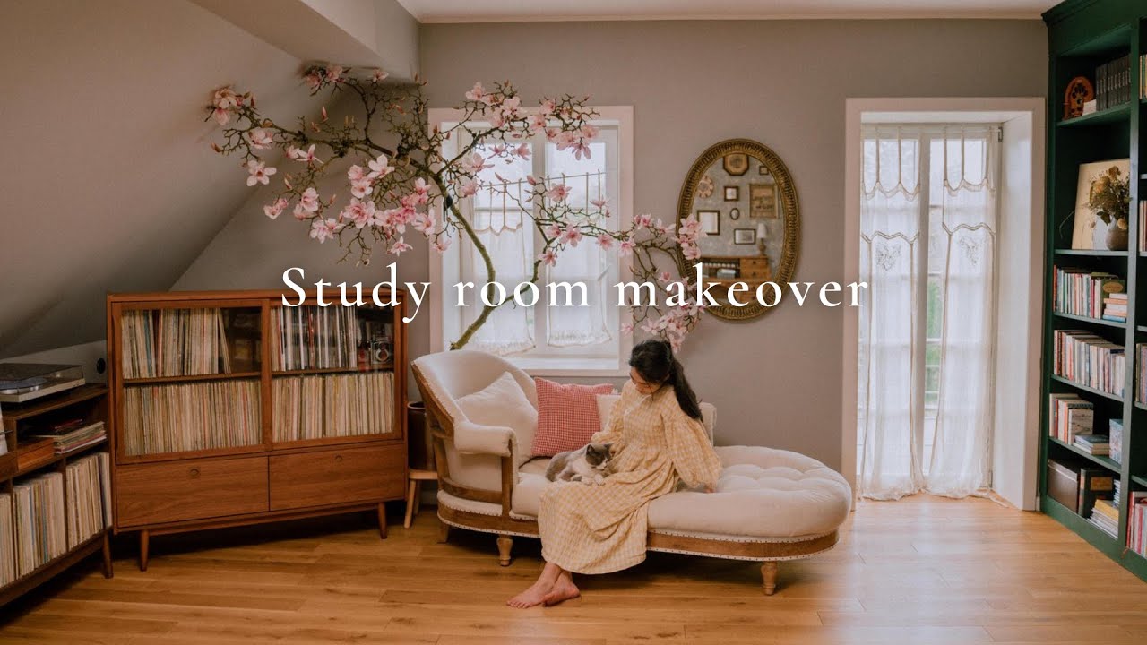 #173 I built my dream home library | From bare room to cozy study | DIY & Vintage Finds