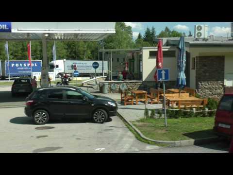 approaching and crossing the German border into Bavaria on Czech Hwy. 4