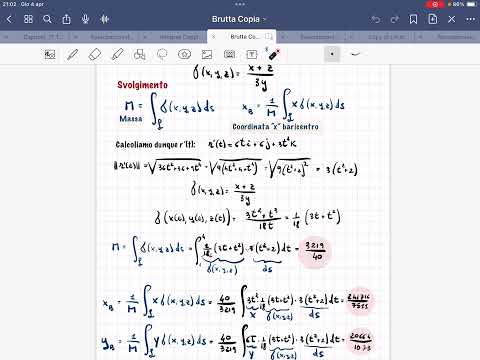Massa e baricentro: integrali di linea di prima specie. Esercizio.