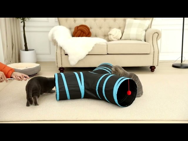 Vídeo relacionado con Túnel Plegable para Gatos, Material Poliéster - Diseño Plegable con Juguete Incluido, Ideal para Jugar y Gatear | Compatible con Conejos, Cachorros y Animales Pequeños