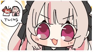 双子のどっちがお姉ちゃんなのかを聞くままーの【手描き切り抜き/橘ひなの/赤見かるび/魔界ノりりむ】